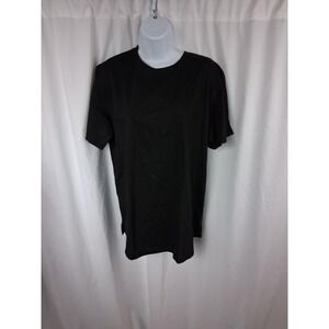 TEZO Shirt Mens Large Black Gym Collection Athletic Performance Stretch Crewneck